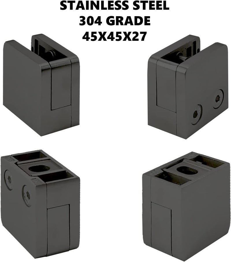 KS Hardware Stainless Steel Square Flat Back Glass Clamp 45 x 45 mm for 1/4" - 3/8" Tempered Glass or Laminated Glass (Matt Black Finish, 45 x 45 mm 4 Pcs GC-045FB) - Image 4